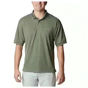Columbia PFG Shirt Mens Large Short Sleeve Polo Vented Green Outdoor Fishing